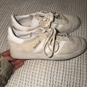 Adidas Gazelle Beige and White Sneakers